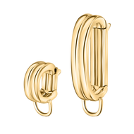 Pair of gold hoop earrings featuring a smooth, layered design in two different sizes.