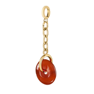 A bold red agate memento charm clipped onto a modular chain.