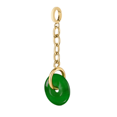 Bikini charm with green jade details, adding earthy glam to summer swimwear.