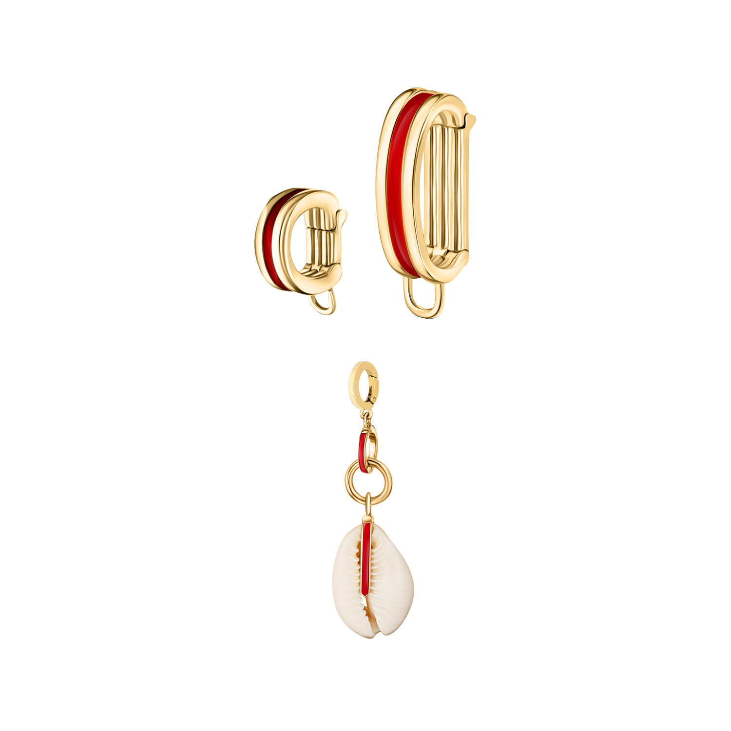 Dorne Viva Red Starter Set with shell charms layered over summer beachwear for a sun-kissed vibe.