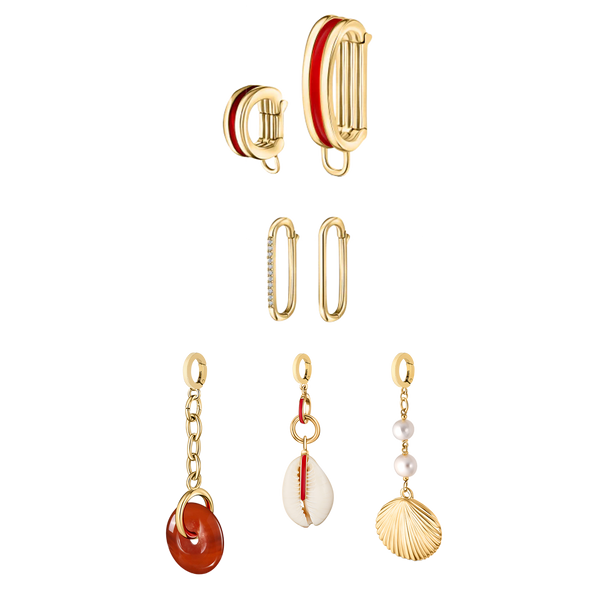 NEW DORNE women\'s cherry sunrise set of 7 charm in gold Cherry Sunrise Jewelry Set | Vibrant & Beach-Ready Glow main image 2